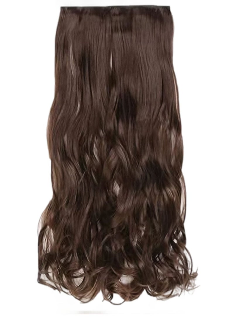 إستيل وصلة شعر كاملة الرأس قطعة واحدة طويلة مستقيمة ومموجة مع 5 مشابك مناسبة للنساء والفتيات لون الجسم المموج رقم 10 - Image 2